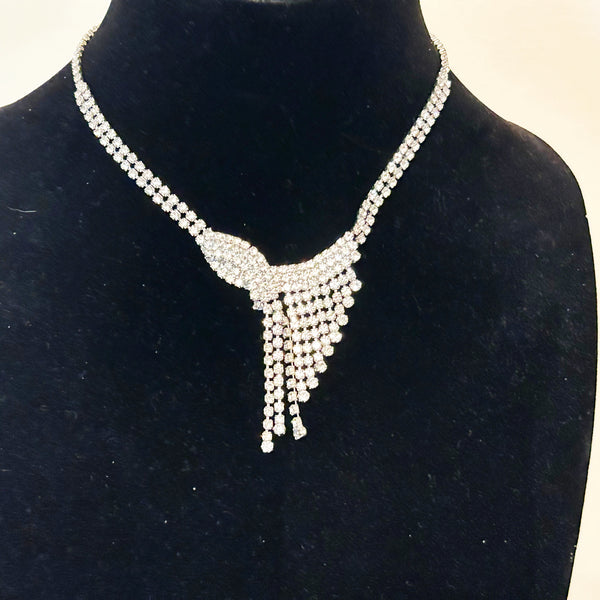 Vintage Cascading Art Deco Style Rhinestone Necklace