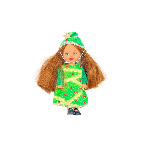Discover the enchanting 2001 Mattel Barbie Kelly Club "Christmas Tree Chelsie" doll, a cherished piece from a delightful holiday series.