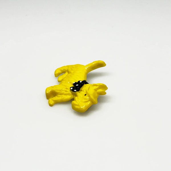 Yellow Scottie Dog with Polka Dot Bow Tie Vintage Celluloid Pin