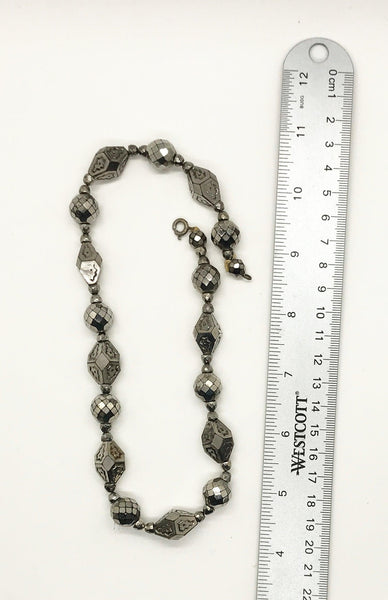 Antique Art Deco Silvered French Jet Bead Necklace - Lamoree’s Vintage