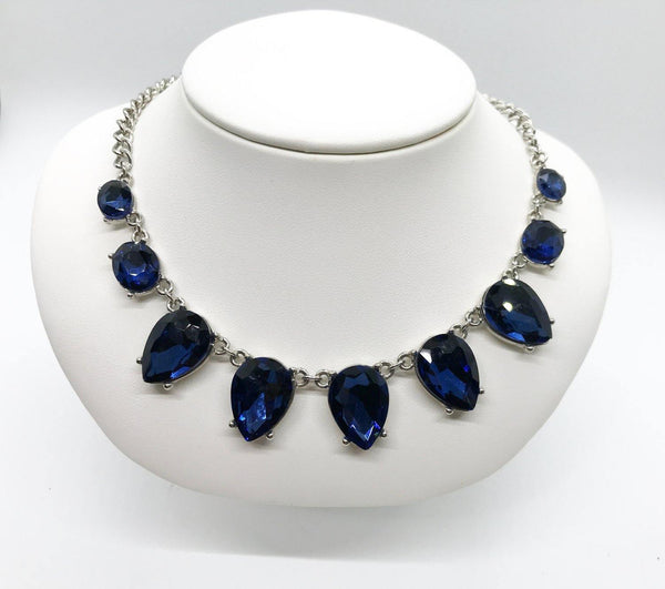 Blingy Modern Large Blue Stones Necklace and Earring Set by 2028 - Lamoree’s Vintage