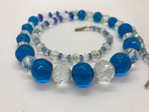 Blue and Clear Glass Bead Vintage Necklace - Lamoree’s Vintage