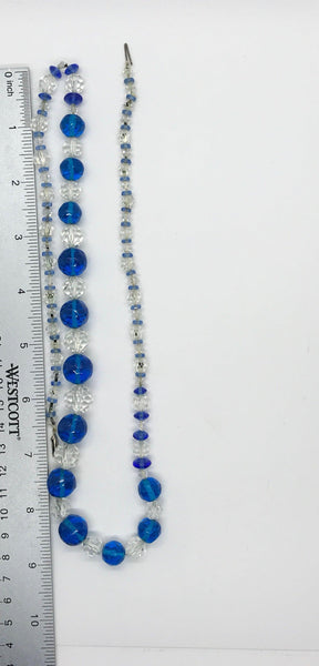 Blue and Clear Glass Bead Vintage Necklace - Lamoree’s Vintage