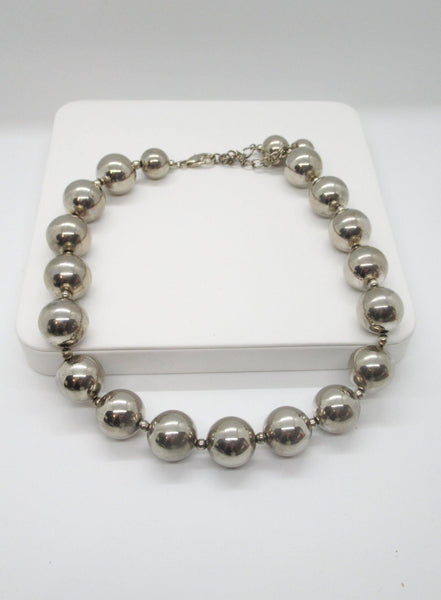 Bold Silver Bead Necklace and Earrings Set - Lamoree’s Vintage