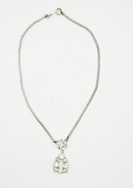 Brilliant Vintage Rhinestone Necklace with Drop - Lamoree’s Vintage