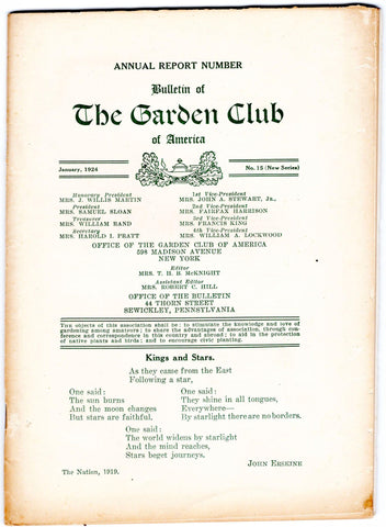 Bulletin of the Garden Club of America, January 1924 No. 18 - Lamoree’s Vintage
