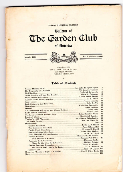 Bulletin of the Garden Club of America, March 1930 - Lamoree’s Vintage