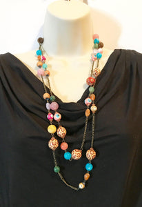 Colorful and Wild 60” Beaded Vintage Necklace - Lamoree’s Vintage