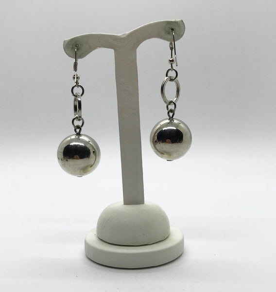 Dangling Silver Ball Vintage Pierced Earrings - Lamoree’s Vintage