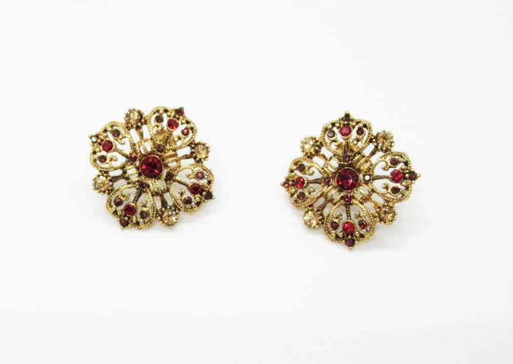 Delicately Filigreed Vintage Red Earrings - Lamoree’s Vintage