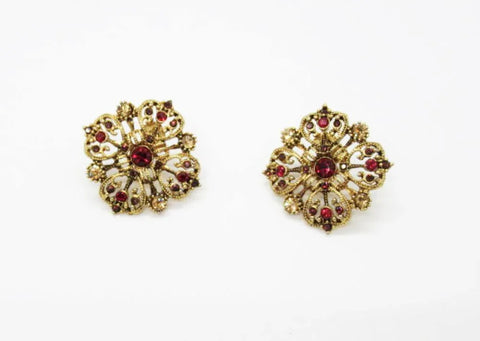 Delicately Filigreed Vintage Red Earrings - Lamoree’s Vintage
