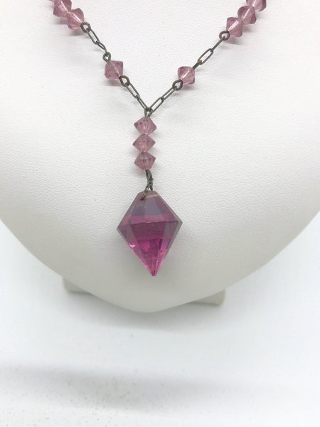 Elegant Purple Violet Vintage Crystal Y Necklace - Lamoree’s Vintage