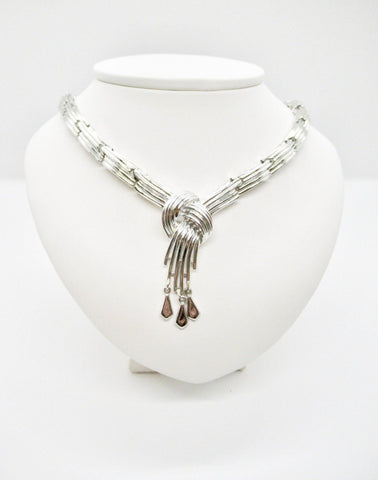 Elegant Vintage Coro Silvertone Textured Knot Necklace - Lamoree’s Vintage