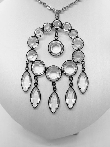 Estate Art Deco Circle Crystal Pendant with Glittering Drops - Lamoree’s Vintage