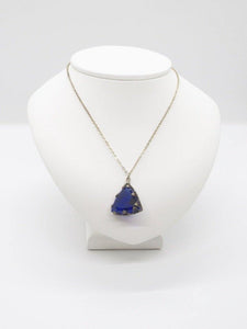 Estate Blue Violet Art Deco Glass Pendant Necklace - Lamoree’s Vintage