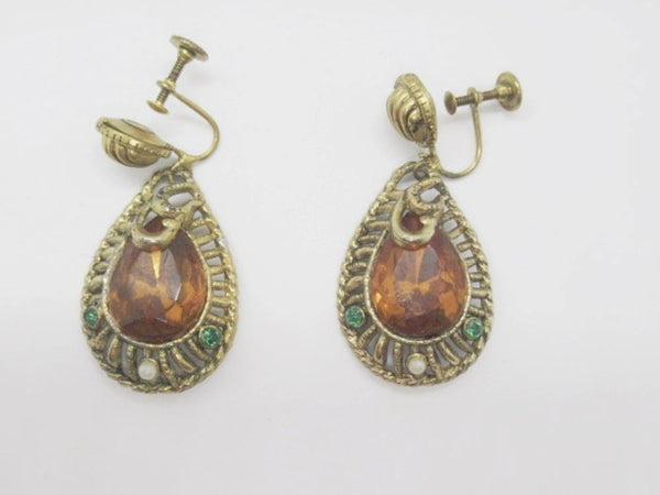 Exotic Vintage Egyptian Style Drop Earrings - Lamoree’s Vintage