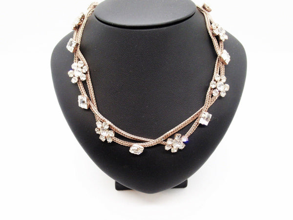 Exquisite Vintage Rhinestone Braided Necklace with Princess Cut and Round Stones - Lamoree’s Vintage