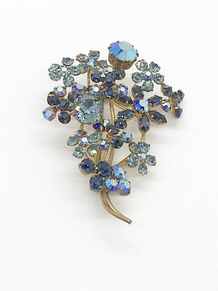 Extraordinary Blue Bouquet Austrian Rhinestone Brooch - Lamoree’s Vintage