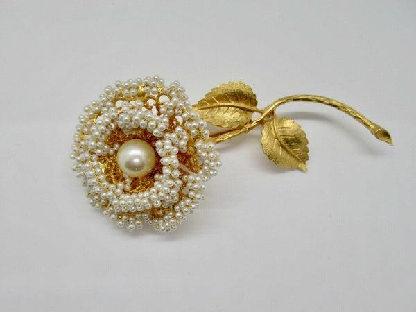 Fabulous Vintage Pearl Studded Flower Brooch - Lamoree’s Vintage