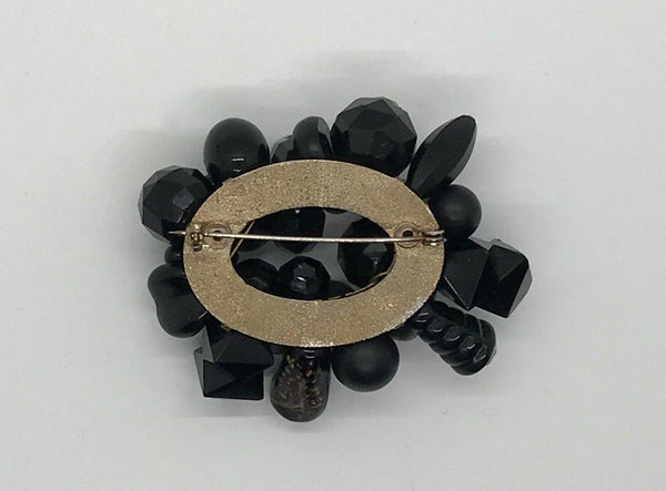 Handcrafted Vintage Black Beads and Rhinestones Pin - Lamoree’s Vintage