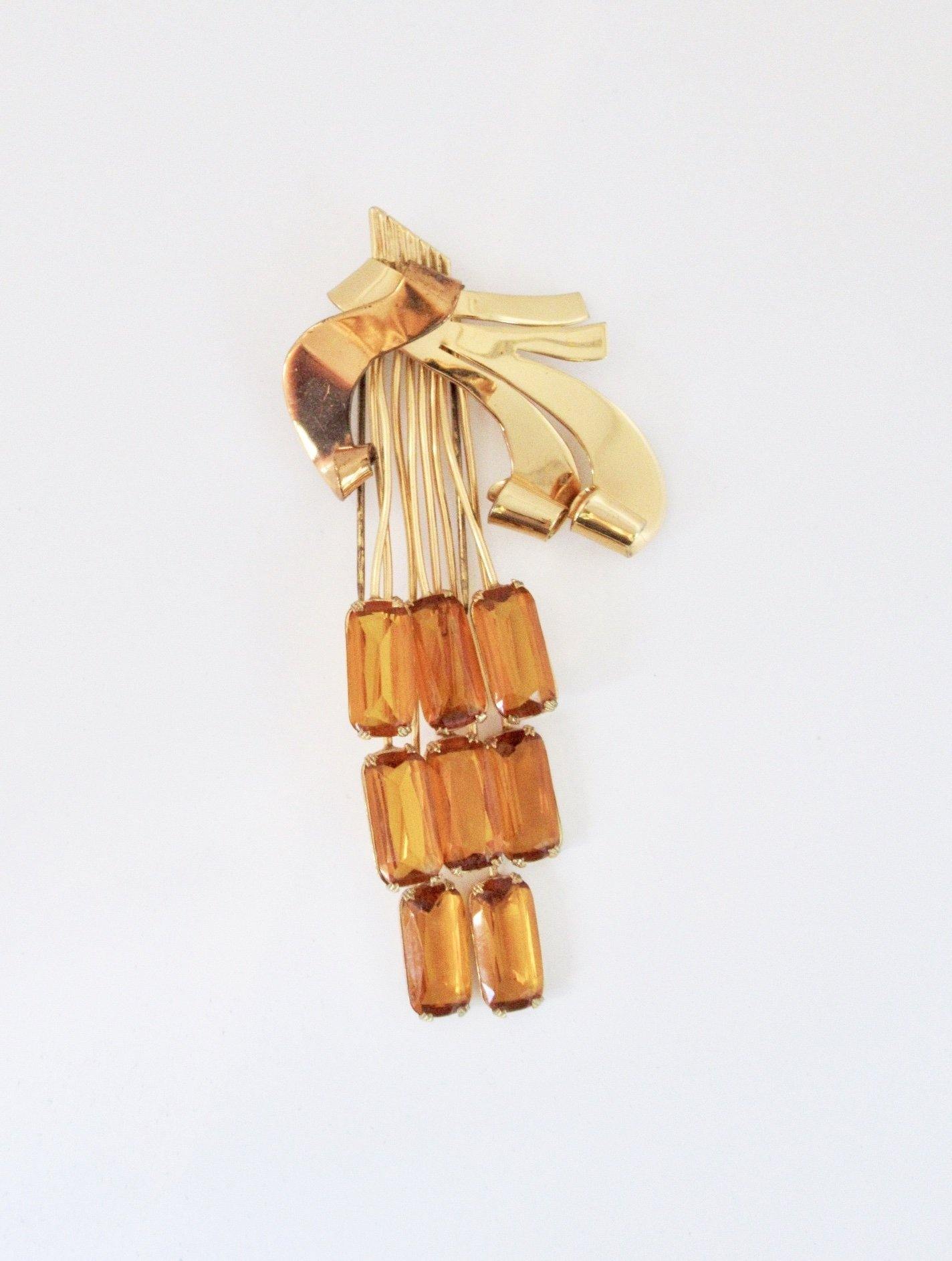 Honey Golden Vintage Clip with Golden Amber Rhinestones - Lamoree’s Vintage