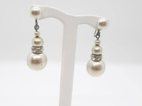 Lustrous Vintage Pearl Drop Earrings with Sparkle - Lamoree’s Vintage