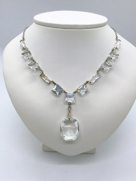 Magnificent Sterling and Crystal Crystal Drop Necklace - Lamoree’s Vintage