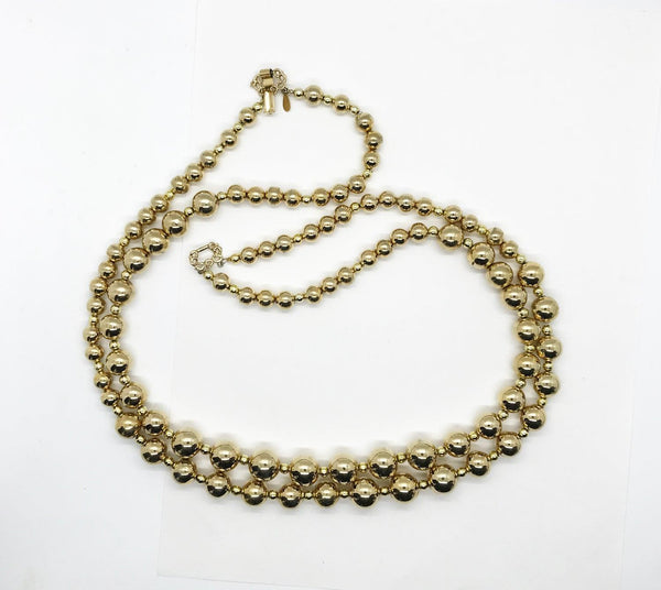 Marvella Vintage Gold Bead Double Strand Necklace - Lamoree’s Vintage