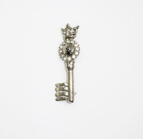 Regal Vintage Rhinestone Key Brooch with Crown - Lamoree’s Vintage