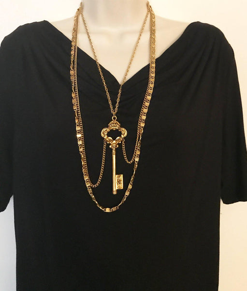 Remarkable Draped Key Vintage Necklace - Lamoree’s Vintage