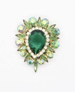 Remarkable Vintage Green Teardop Aurora Borealis Vintage Pin/Pendant - Lamoree’s Vintage