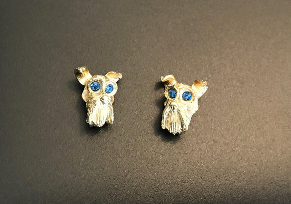 Set of Two Majestic Dog Face Vintage Pins with Blue Eyes - Lamoree’s Vintage