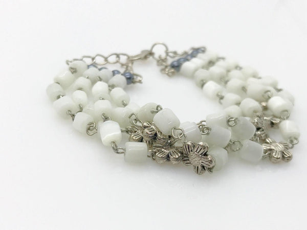 Shimmering White Bead Four Strand Bracelet - Lamoree’s Vintage