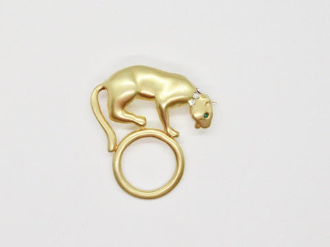 Sleek Gold Cat Panther Brooch - Lamoree’s Vintage