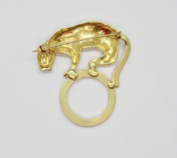 Sleek Gold Cat Panther Brooch - Lamoree’s Vintage