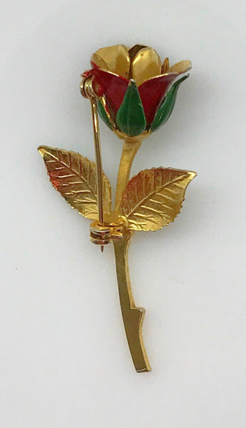 Small Vintage Red Rose Bud Brooch - Lamoree’s Vintage