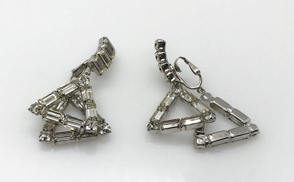 Sparkling Double Diamond Shaped Geometric Vintage Rhinestone Earrings - Lamoree’s Vintage