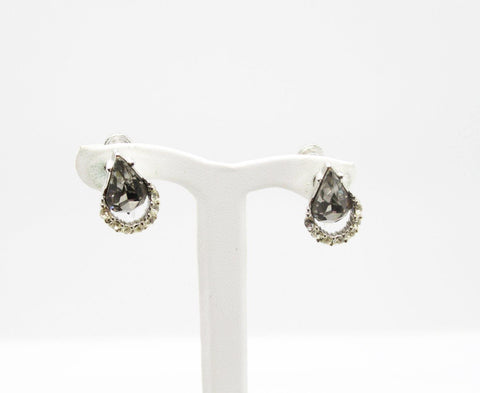 Sparkling Teardrop Gray Rhinestone Earrings by Weiss - Lamoree’s Vintage