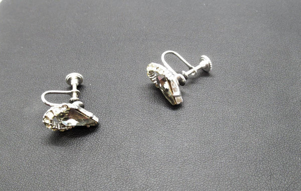 Sparkling Teardrop Gray Rhinestone Earrings by Weiss - Lamoree’s Vintage