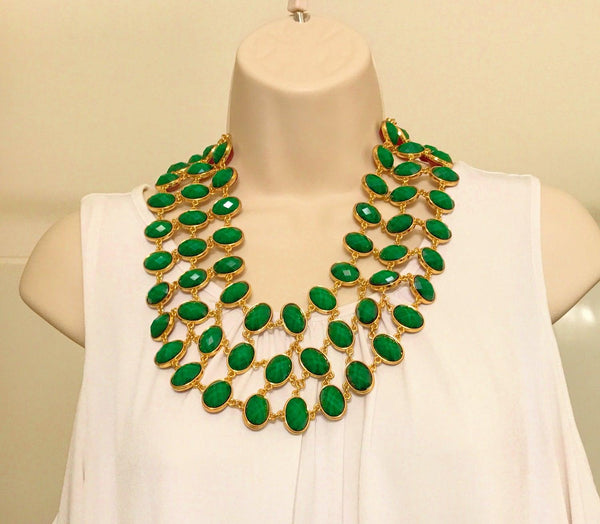 Statement! Green and Red Reversible Collar Necklace - Lamoree’s Vintage