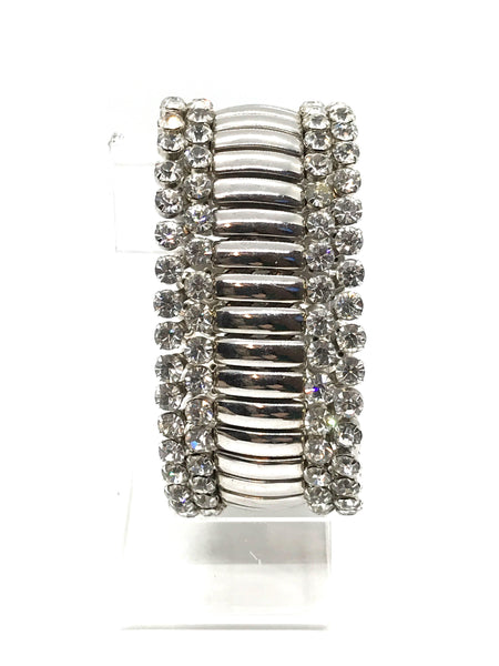 Statement Stretch Bracelet with Double Rows of Rhinestones - Lamoree’s Vintage