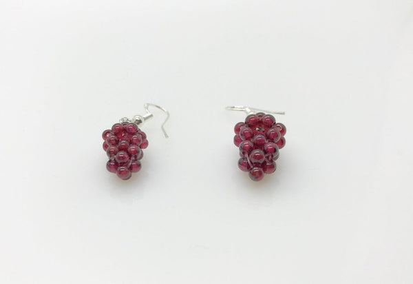 Sterling Silver Garnet Grape Cluster Earrings - Lamoree’s Vintage