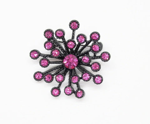 Striking Vintage Magenta Rhinestone Japanned Brooch - Lamoree’s Vintage