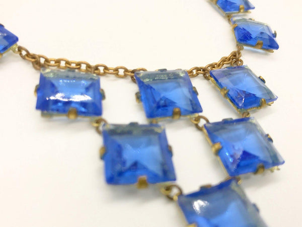 Stunning Deco Necklace of Rich Blue Squares - Lamoree’s Vintage
