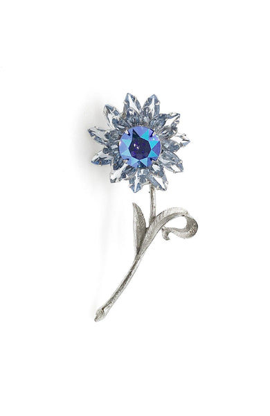 Super Sparkling Big Blue Floral Brooch - Lamoree’s Vintage