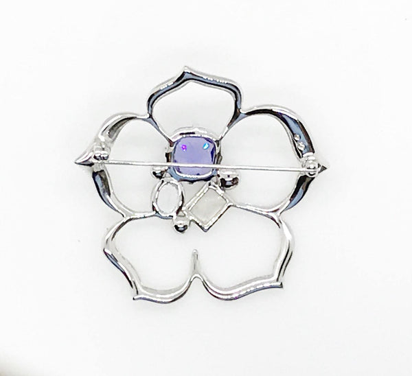 Swarovski Flower Brooch with Lavender Stone - Lamoree’s Vintage