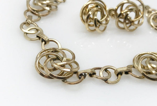 Very Pretty Swirls 1950s 12kt GF Bracelet and Earrings - Lamoree’s Vintage