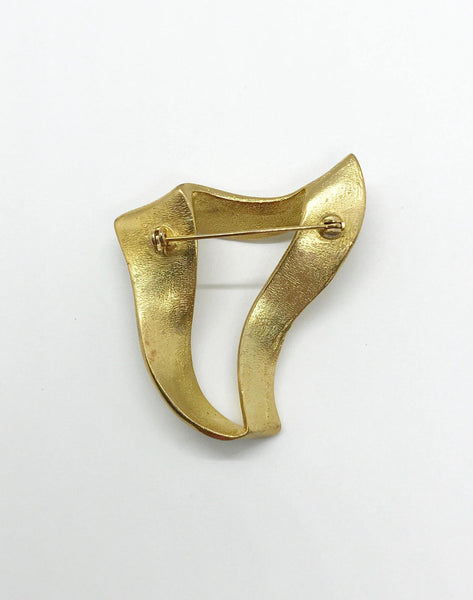 Vintage Abstract Gold Tone Heart Brooch - Lamoree’s Vintage