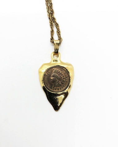 Vintage Arrowhead Necklace with 1905 Penny - Lamoree’s Vintage