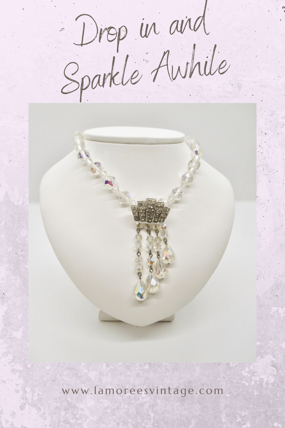 Vintage Aurora Borealis Necklace with Sparkling Detachable Enhancer - Lamoree’s Vintage